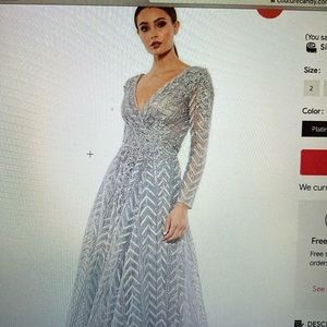 Mac Duggal Style 20189 Ling Sleeved Embroidered Gown.